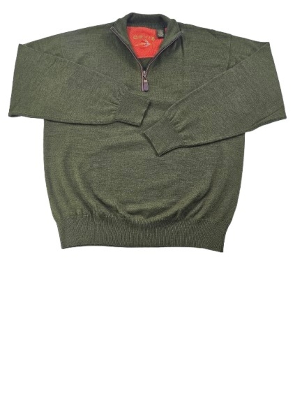 Orvis 1/4 Zip Merino Wool Mock Neck Sweater Mens Large Forest Green Pullover